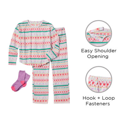 Thereabouts Little & Big Girls Adaptive Easy-on + Easy-off 3-pc. Pant Pajama Set