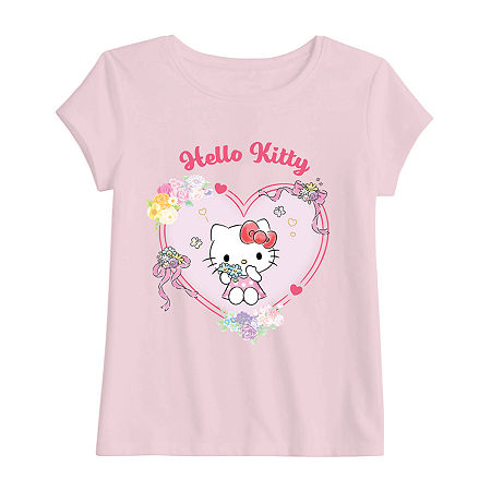 Toddler Girls Crew Neck Short Sleeve Regular Fit Hello Kitty Graphic T-Shirt, 3t, Pink