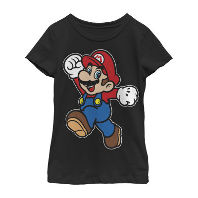Little & Big Kid Girls Crew Neck Short Sleeve Regular Fit Super Mario Graphic T-Shirt