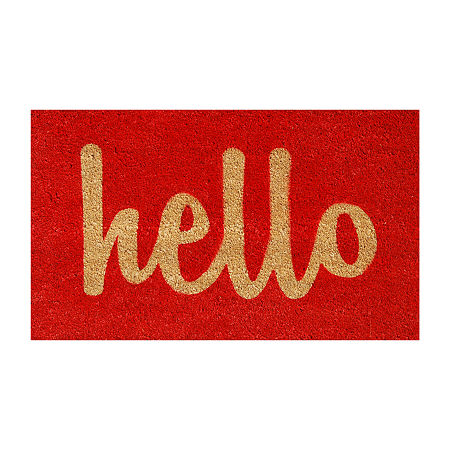 Calloway Mills Hello Coir Outdoor Rectangular Doormat, One Size, Red