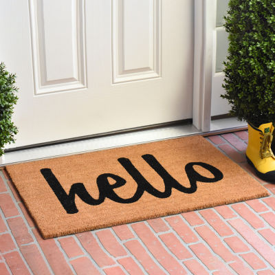 Calloway Mills Hello Coir Outdoor Rectangular Doormat