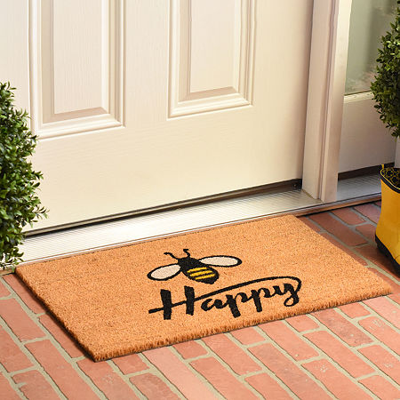 Calloway Mills Bee Happy Outdoor Rectangular Doormats, One Size, Black