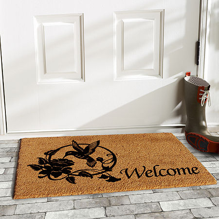 Calloway Mills Hummingbird Welcome Outdoor Rectangular Doormats, One Size, Black