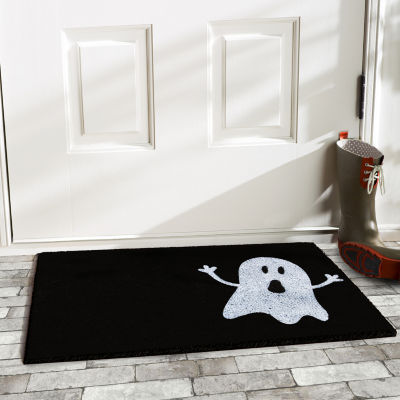 Calloway Mills Black/White Ghost Outdoor Rectangular Doormat
