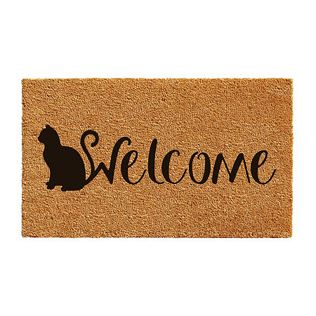 Calloway Mills Feline Welcome Outdoor Rectangular Doormats, One Size, Black