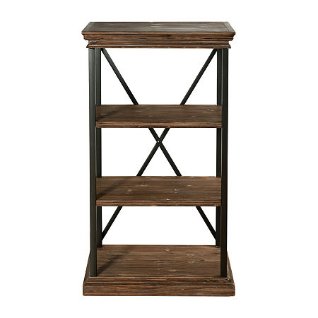 Stylecraft Driftwood Grey Metal And Wood 4 Tier Bookshelves, One Size, Black