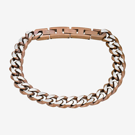 Stainless Steel 9 Inch Solid Curb Chain Bracelet, One Size