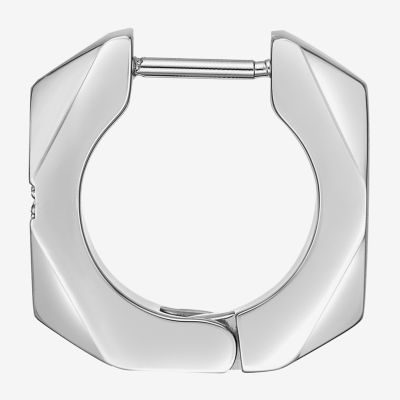 Mens Cubic Zirconia Stainless Steel 14mm Hoop Earrings