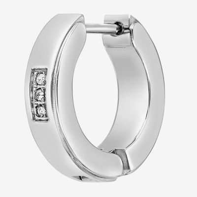 Mens Cubic Zirconia Stainless Steel 14mm Single Earring