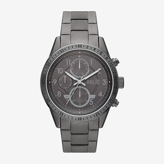 Relic By Fossil Mahoney Mens Multi-Function Gray Stainless Steel Strap Watch Zr15982