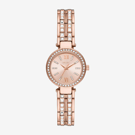 Relic By Fossil Anita Womens Crystal Accent Rose Goldtone Bracelet Watch Zr34628, One Size