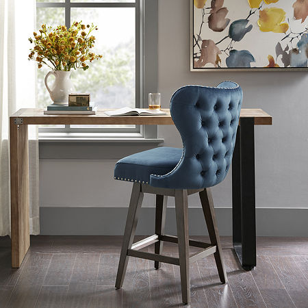 Madison Park Irvine Dining Room Collection Counter Height Swivel Bar Stool, One Size, Blue