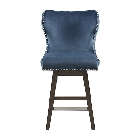 Madison Park Irvine Dining Room Collection Counter Height Swivel Bar Stool, One Size, Blue