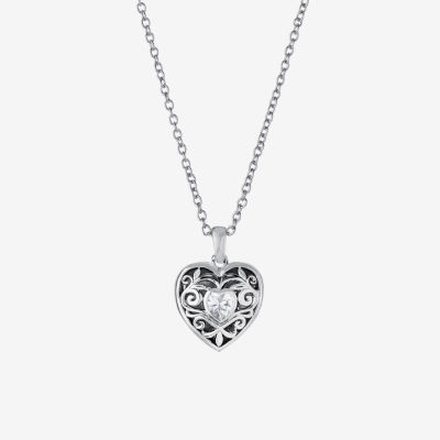 Sparkle Allure Womens Cubic Zirconia Pure Silver Over Brass 18 Inch Locket Necklace