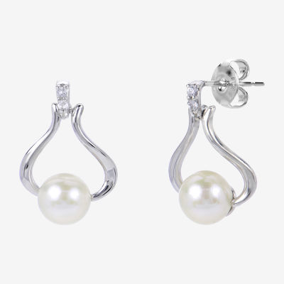 Cultured Freshwater Pearl Sterling Silver Drop Earrings