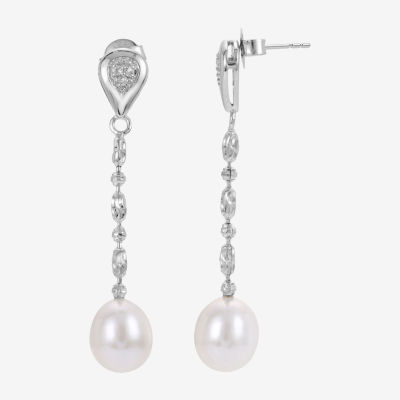 White Cultured Freshwater Pearl Sterling Silver Drop Earrings JCPenney