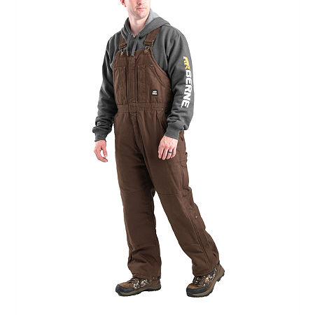 Berne Highland Washed Insulated Bibs Short Mens Workwear Overalls, 4x-large, Brown