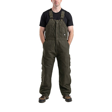 Berne Highland Washed Insulated Bibs Short Mens Workwear Overalls, 4x-large, Green