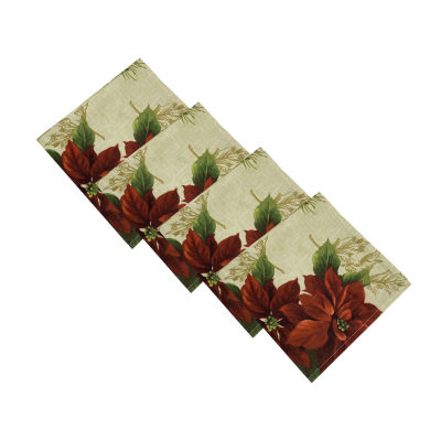 Elrene Home Fashions Festive Poinsettia Set 4-pc. Napkins