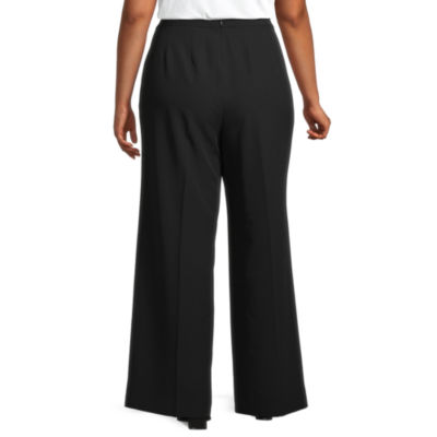 Worthington-Plus Womens Wide Leg Flat Front Pant | Black | Plus 20W | Pants Flat Front Pants | Black Friday Deal
