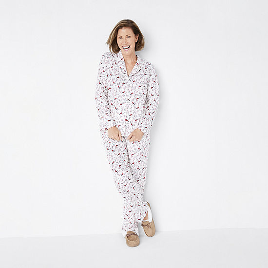 Adonna Fleece Womens Long Sleeve 2-pc. Pant Pajama Set
