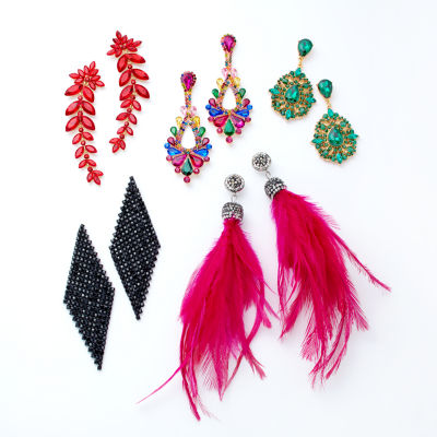 Bijoux Bar Feather Womens Pink Drop Earrings