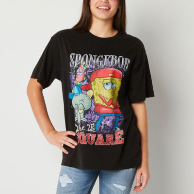 Juniors Womens Crew Neck Short Sleeve Spongebob Graphic T-Shirt
