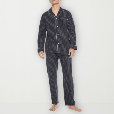 Residence Mens Poplin Long Sleeve 2-pc. Pant Pajama Set
