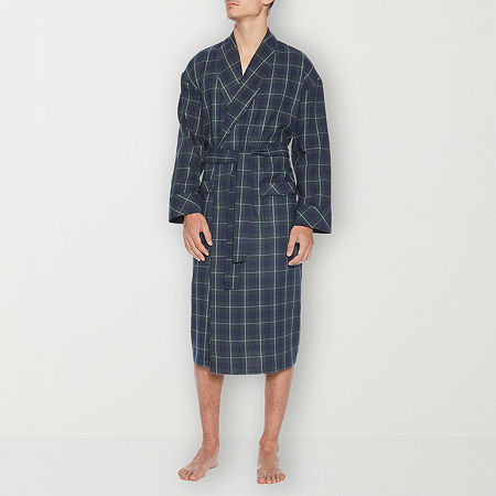 Residence Mens Flannel Long Sleeve Long Length Robe In Gray