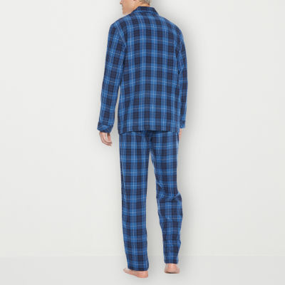 Residence Mens Flannel Long Sleeve 2-pc. Pant Pajama Set