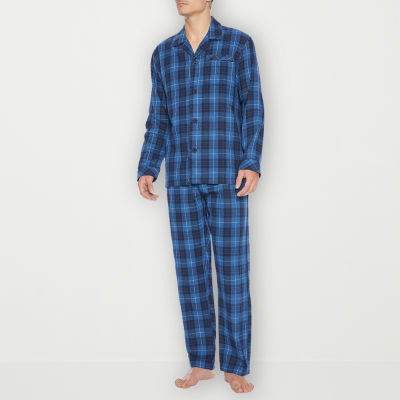 Residence Mens Flannel Long Sleeve 2-pc. Pant Pajama Set
