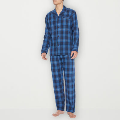 Residence Flannel Mens Long Sleeve 2-pc. Pant Pajama Set