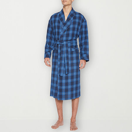 Residence Mens Tall Flannel Long Sleeve Long Length Robe, 3x-large Tall, Blue