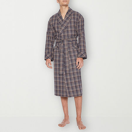 Residence Mens Tall Flannel Long Sleeve Long Length Robe In Brown