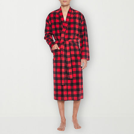 Residence Mens-tall Fleece Kimono Robe Long Sleeve Long Length In Red