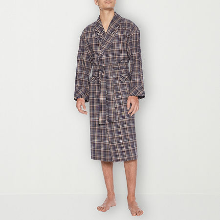 Residence Mens Big Flannel Long Sleeve Long Length Robe In Brown