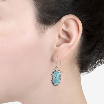 Enhanced Blue Turquoise Sterling Silver Drop Earrings