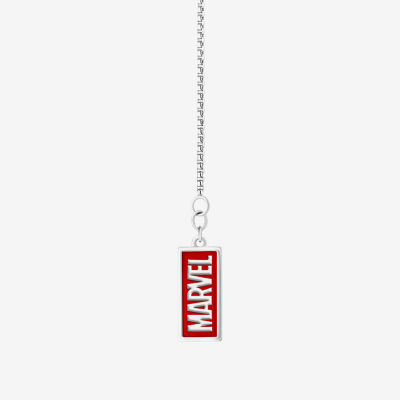 Marvel Fine Jewelry Womens Diamond Accent Genuine Red Garnet 14K Gold Over Silver Sterling Avengers Iron Man Pendant Necklace