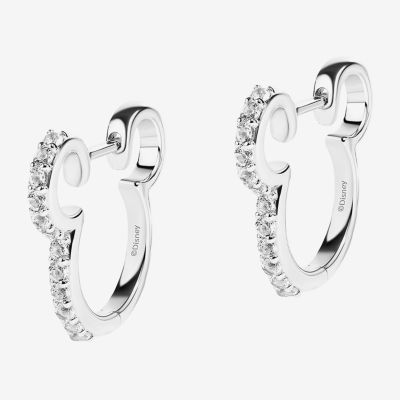 Disney Jewels Collection 1/7 CT. T.W. Genuine White Topaz Sterling Silver 16.6mm Mickey Mouse Hoop Earrings