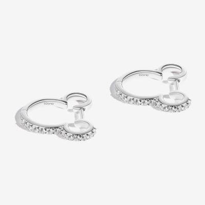 Disney Jewels Collection 1/7 CT. T.W. Genuine White Topaz Sterling Silver 16.6mm Mickey Mouse Hoop Earrings