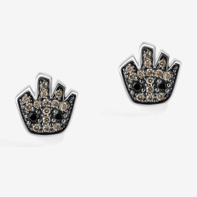 Marvel Fine Jewelry 1/4 CT. T.W. Mined Champagne Diamond Sterling Silver 11.1mm Guardians of the Galaxy Marvel Groot Stud Earrings