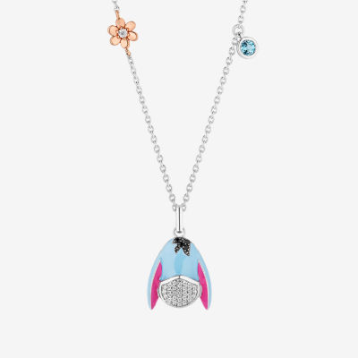 Disney Jewels Collection Blue & Pink Enamel Womens 1/10 CT. T.W. Blue Sterling Silver Eeyore Pendant Necklace