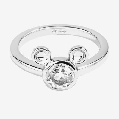 Disney Jewels Collection Womens Genuine White Topaz Sterling Silver Mickey Mouse Cocktail Ring
