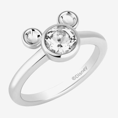 Disney Jewels Collection Womens Genuine White Topaz Sterling Silver Mickey Mouse Cocktail Ring