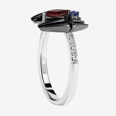 Marvel Fine Jewelry Womens Diamond Accent Genuine Red Garnet Sterling Silver Spiderman Cocktail Ring