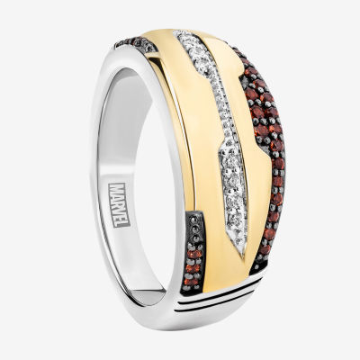 Marvel Fine Jewelry 1/10 CT. T.W. Genuine Red Garnet 14K Gold Over Silver Sterling Avengers Iron Man Band