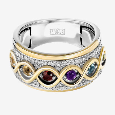 Marvel Fine Jewelry Infinity Stones 1/5 CT. T.W. Genuine Multi Color Stone 14K Gold Over Silver Sterling Avengers Guardians of the Galaxy Band
