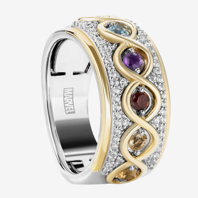 Marvel Fine Jewelry Infinity Stones 1/5 CT. T.W. Genuine Multi Color Stone 14K Gold Over Silver Sterling Avengers Guardians of the Galaxy Band