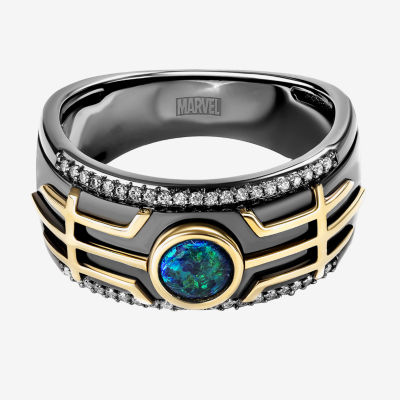 Marvel Fine Jewelry 1/6 CT. T.W. Lab Created Green Opal 14K Gold Over Silver Sterling Loki Band