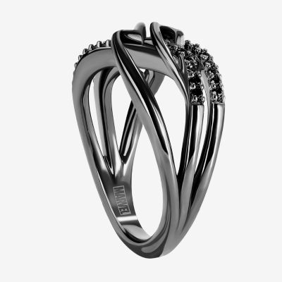 Marvel Fine Jewelry Womens 1/5 CT. T.W. Mined Black Diamond Sterling Silver Venom Cocktail Ring